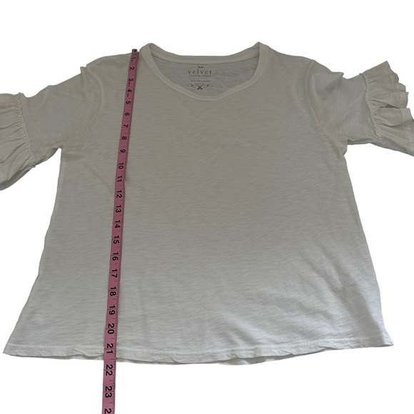 Velvet by Graham & Spencer | White Vintage Slub Ruffle Sleeve Tee Size XS - Picture 11 of 11